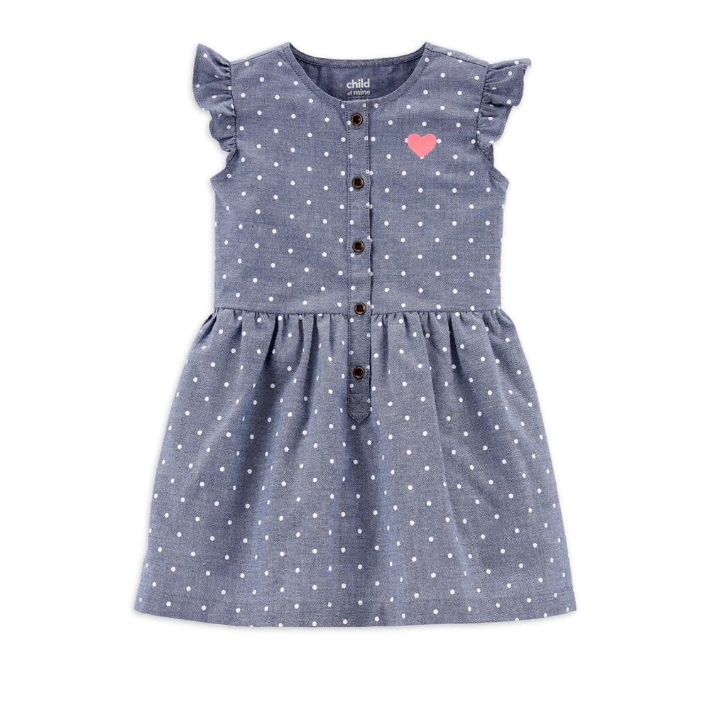 Carter's Child of Mine- Baby Girl Flutter Sleeve Button-Front Dress, 12 M